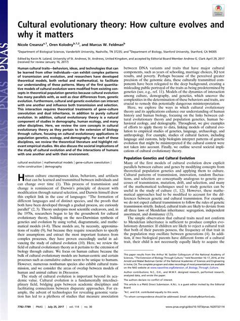 Cultural evolutionary theory: How culture evolves and why it .